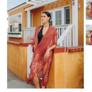 Love stitch terra cotta medallion print kimono